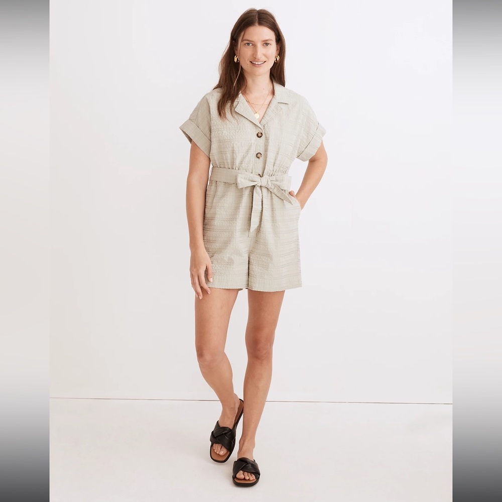 Madewell Seersucker Camp Romper size small